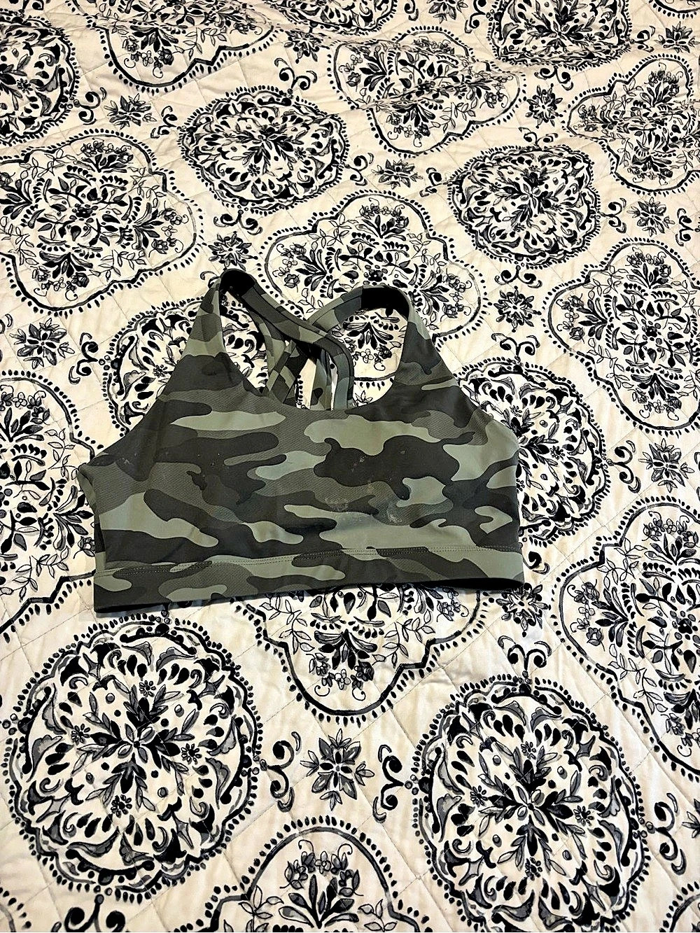 Bra Camo Sports Bra in Green & Black